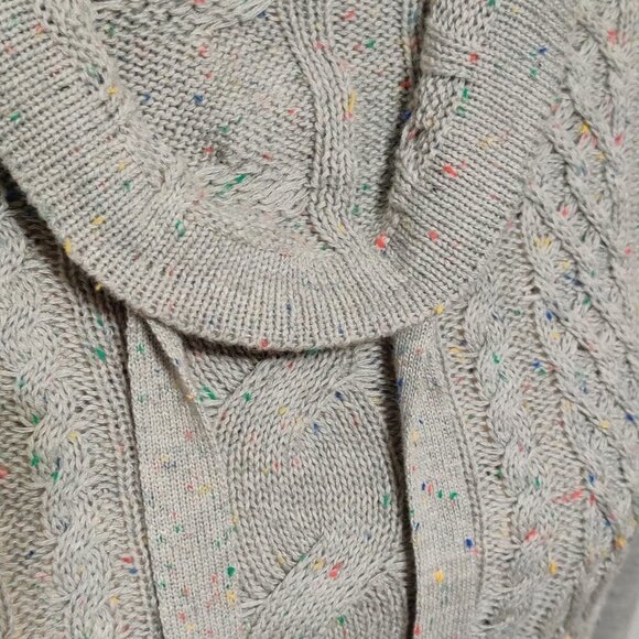 Joseph A. Cable Knit Gray Confetti Rainbow Cowl Neck Women's Sweater S Petite - Picture 7 of 7